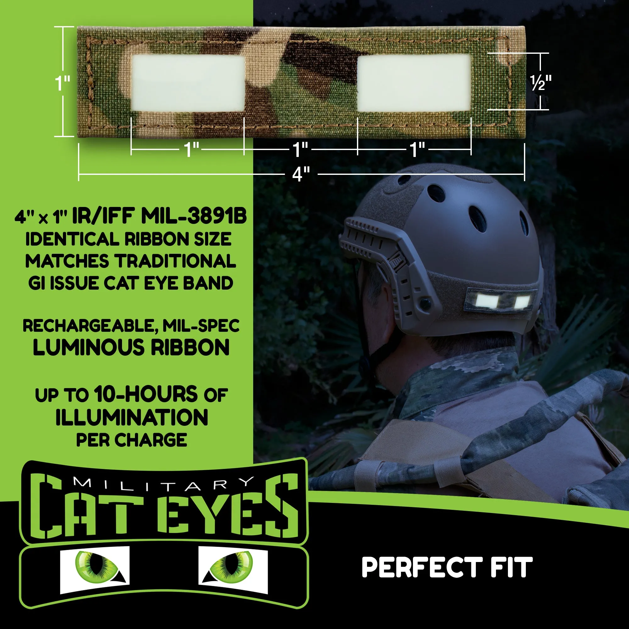 A-TACS Ghost Military Helmet Cat Eye Band