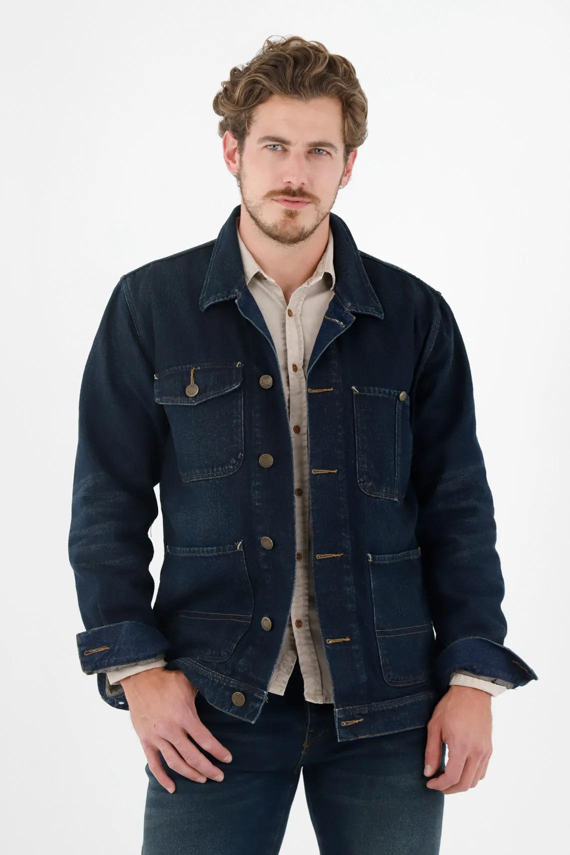 Abrigo azul tono oscuro para hombre