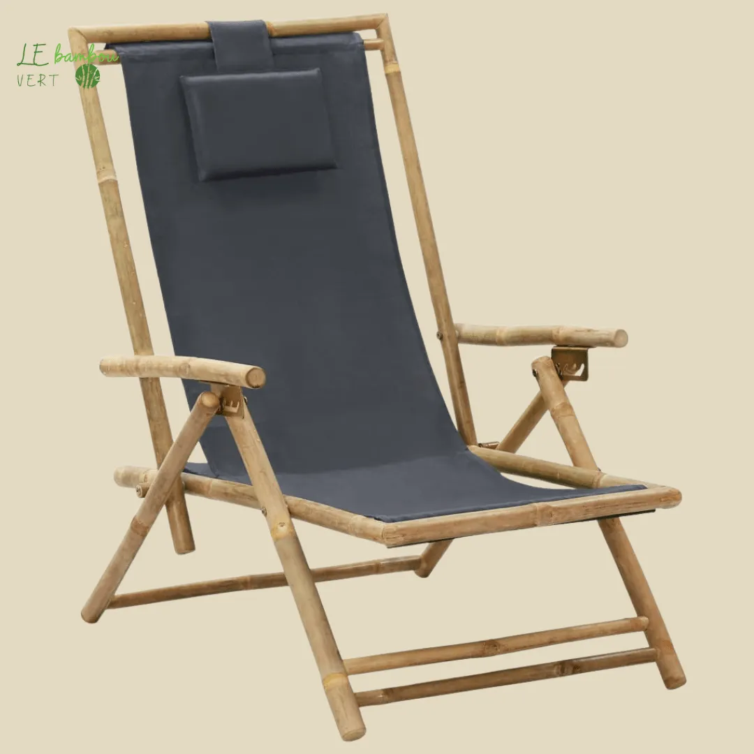 Chaise longue pliante inclinable Gris foncé