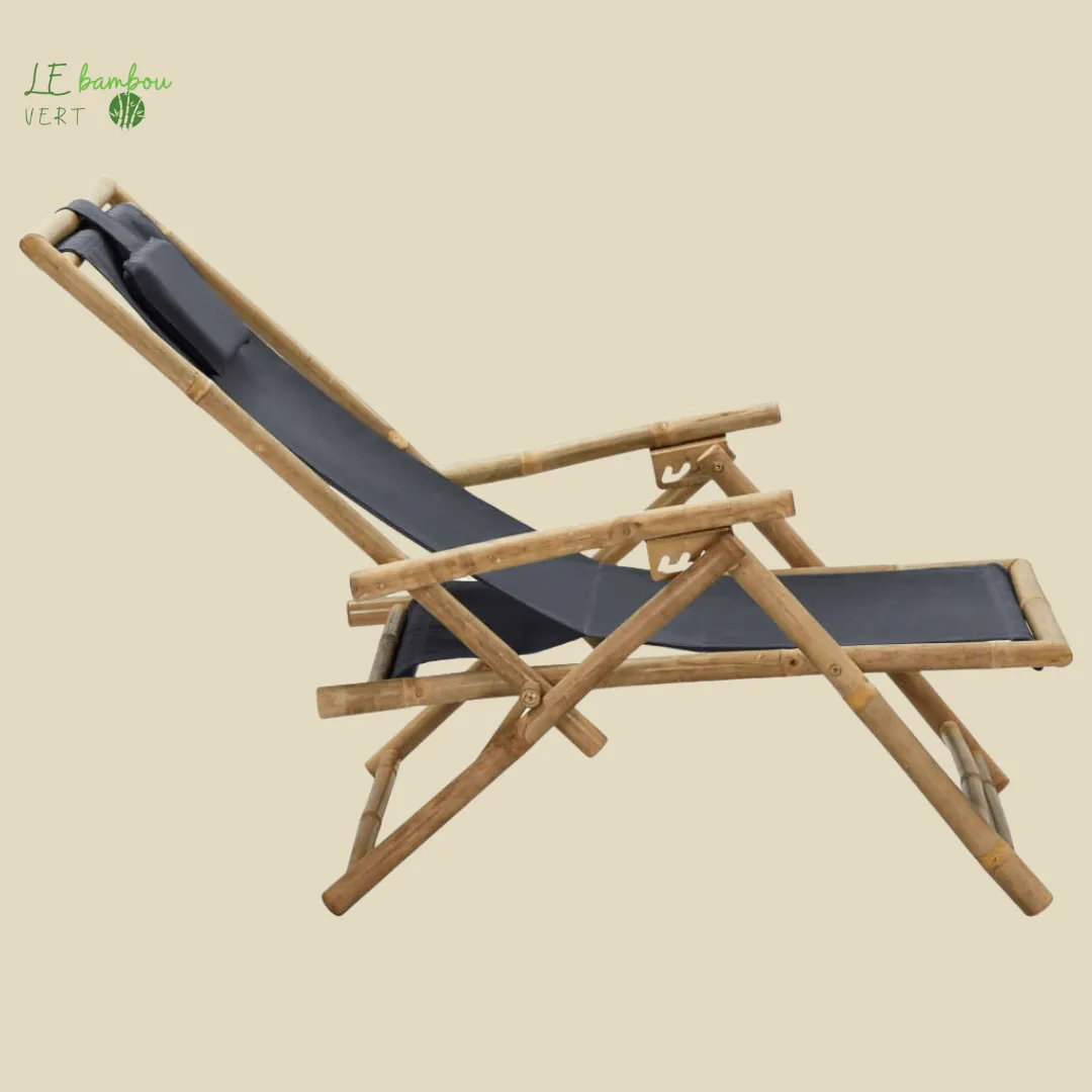 Chaise longue pliante inclinable Gris foncé