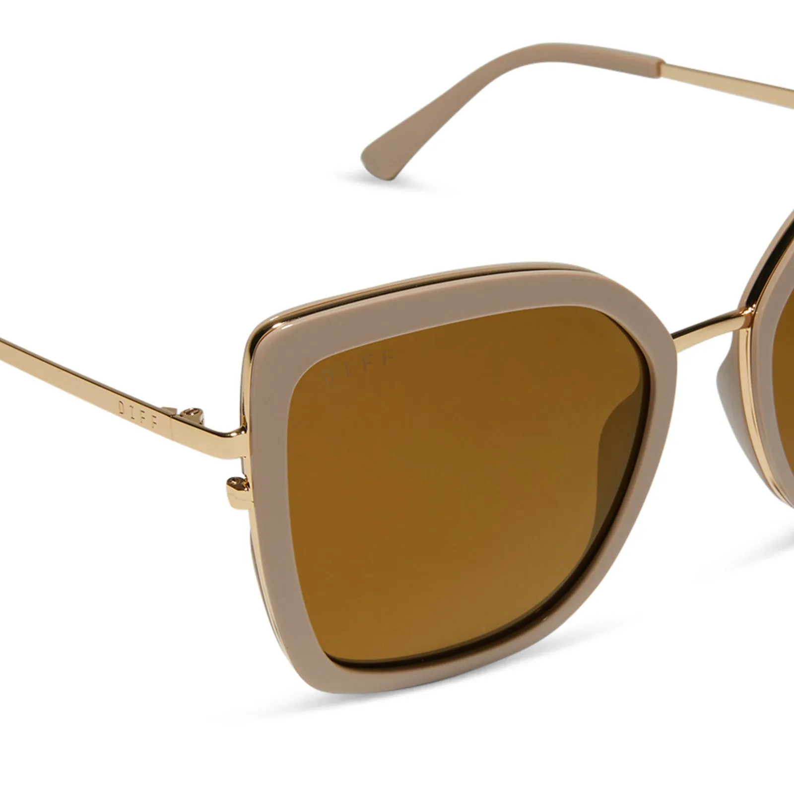 Polarized Sunglasses - Clarisse Style in Almond with Brown Gold Flash - Enhanced UV Protection