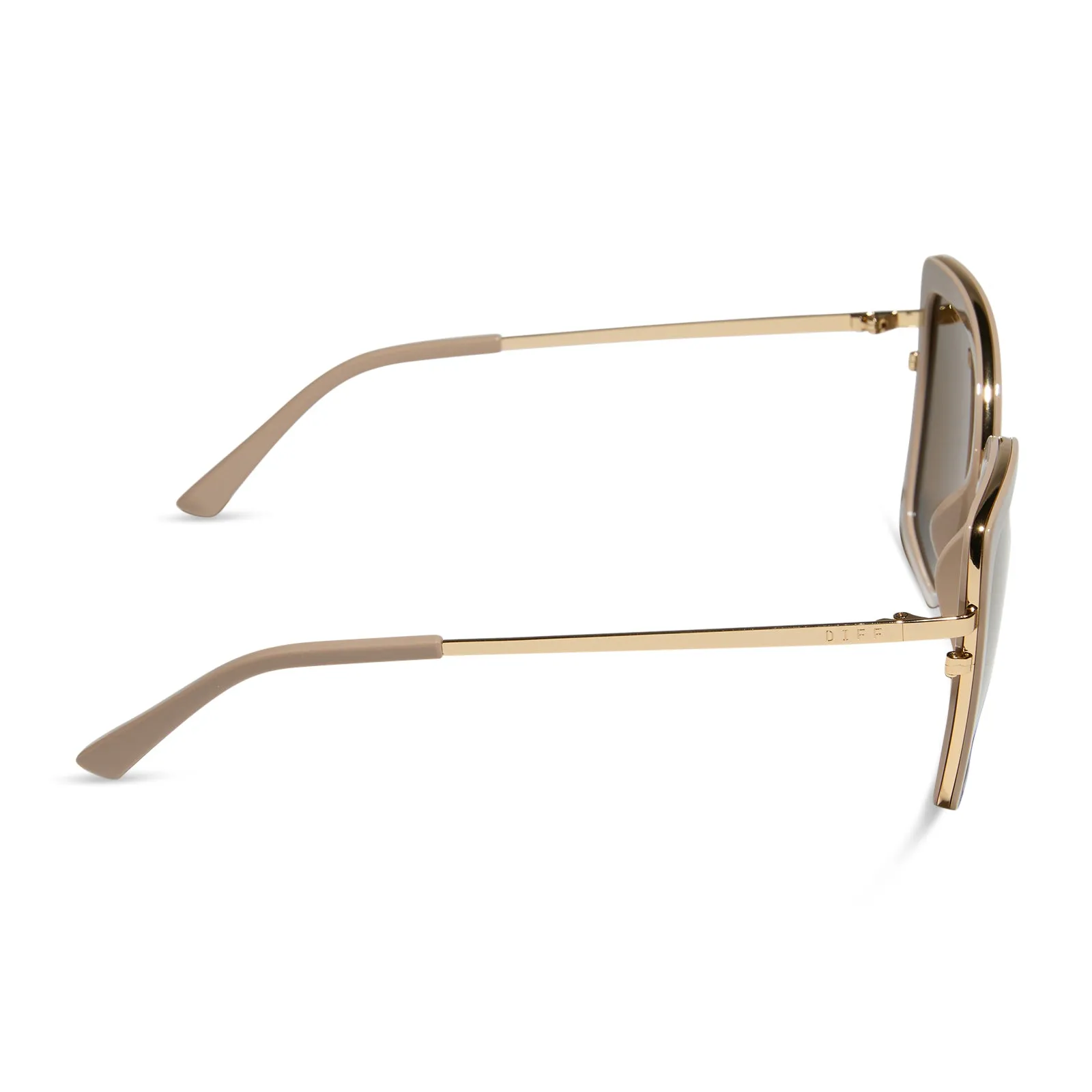 Polarized Sunglasses - Clarisse Style in Almond with Brown Gold Flash - Enhanced UV Protection