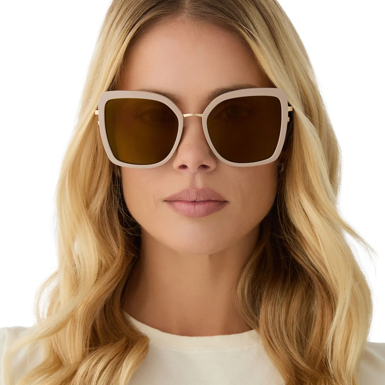 Polarized Sunglasses - Clarisse Style in Almond with Brown Gold Flash - Enhanced UV Protection
