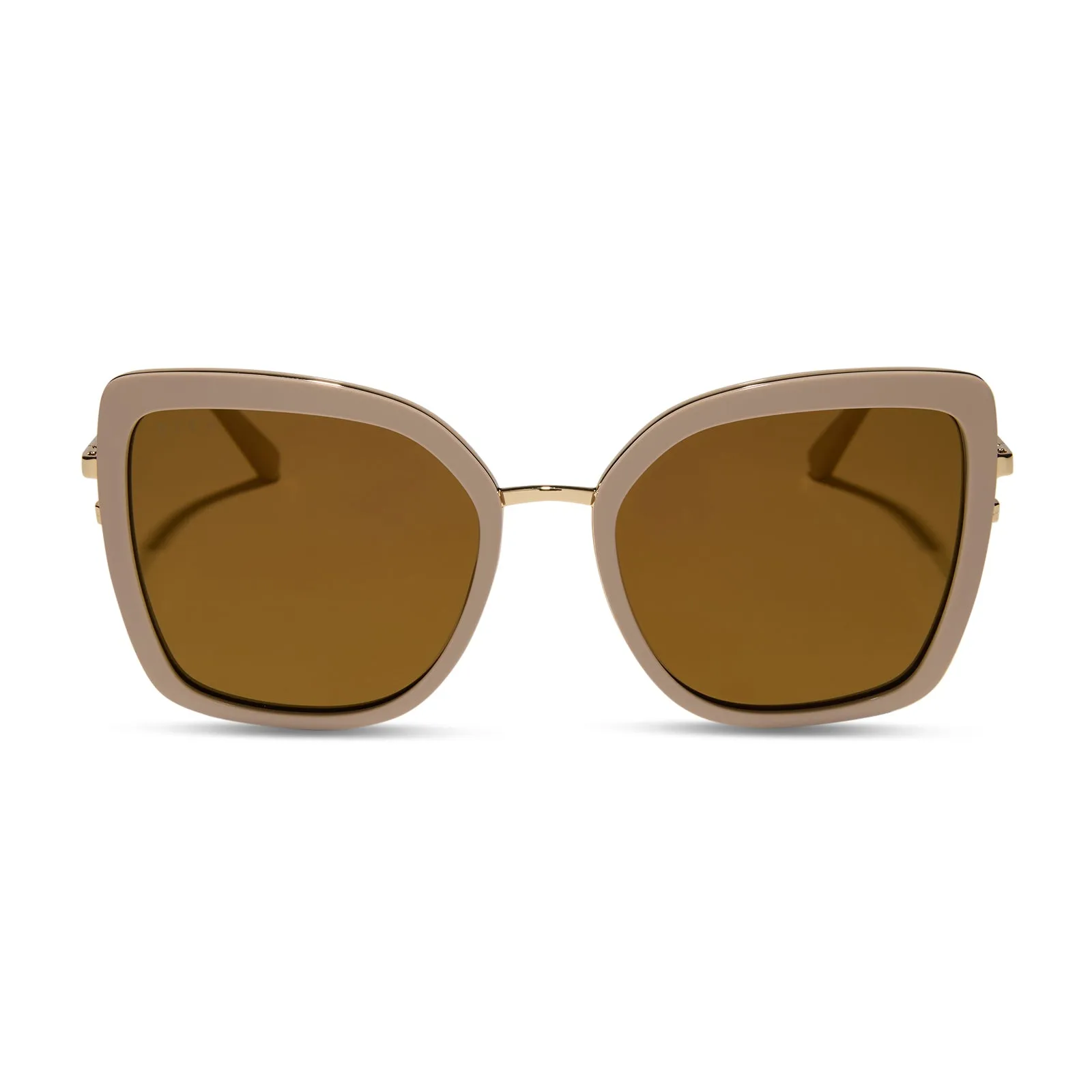 Polarized Sunglasses - Clarisse Style in Almond with Brown Gold Flash - Enhanced UV Protection