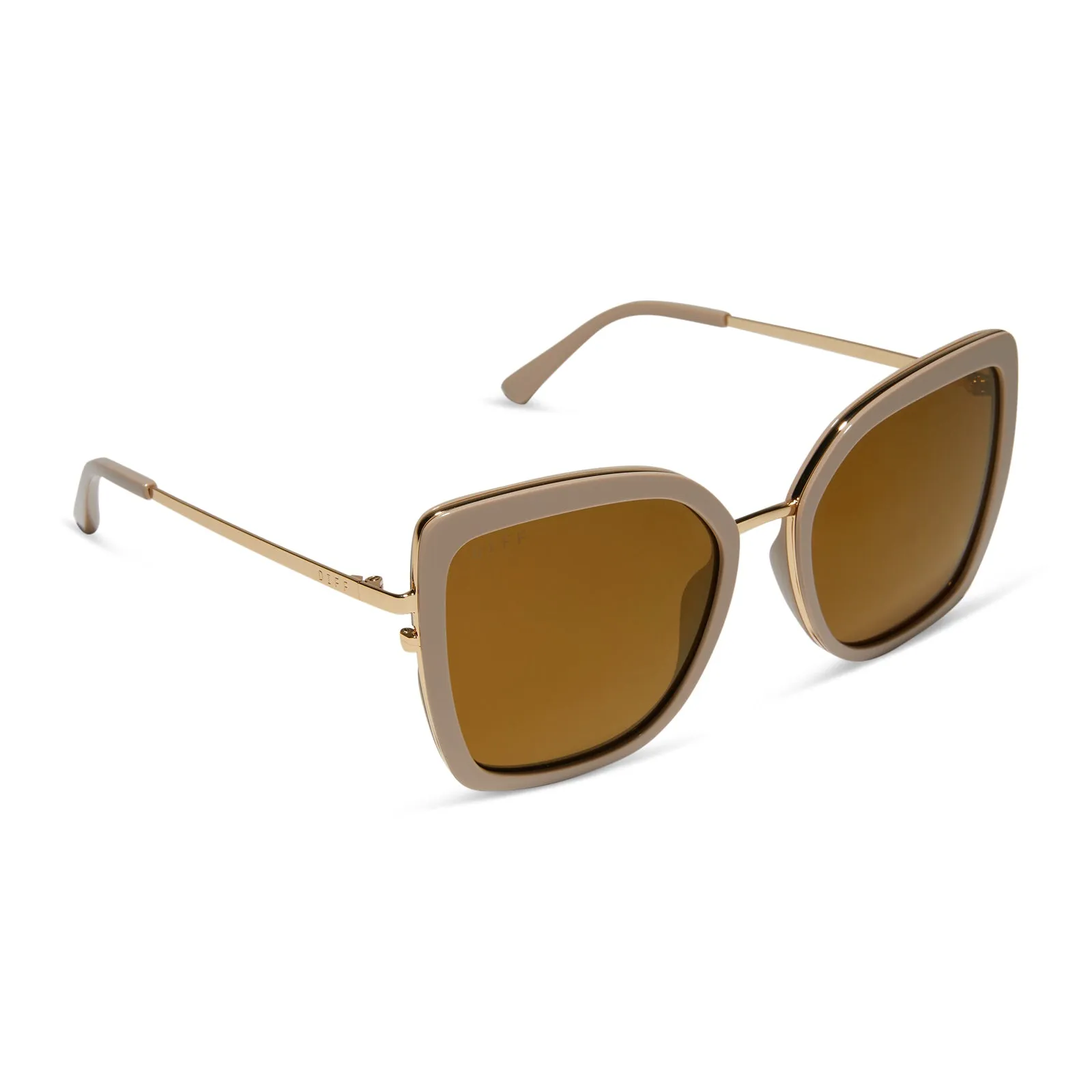 Polarized Sunglasses - Clarisse Style in Almond with Brown Gold Flash - Enhanced UV Protection