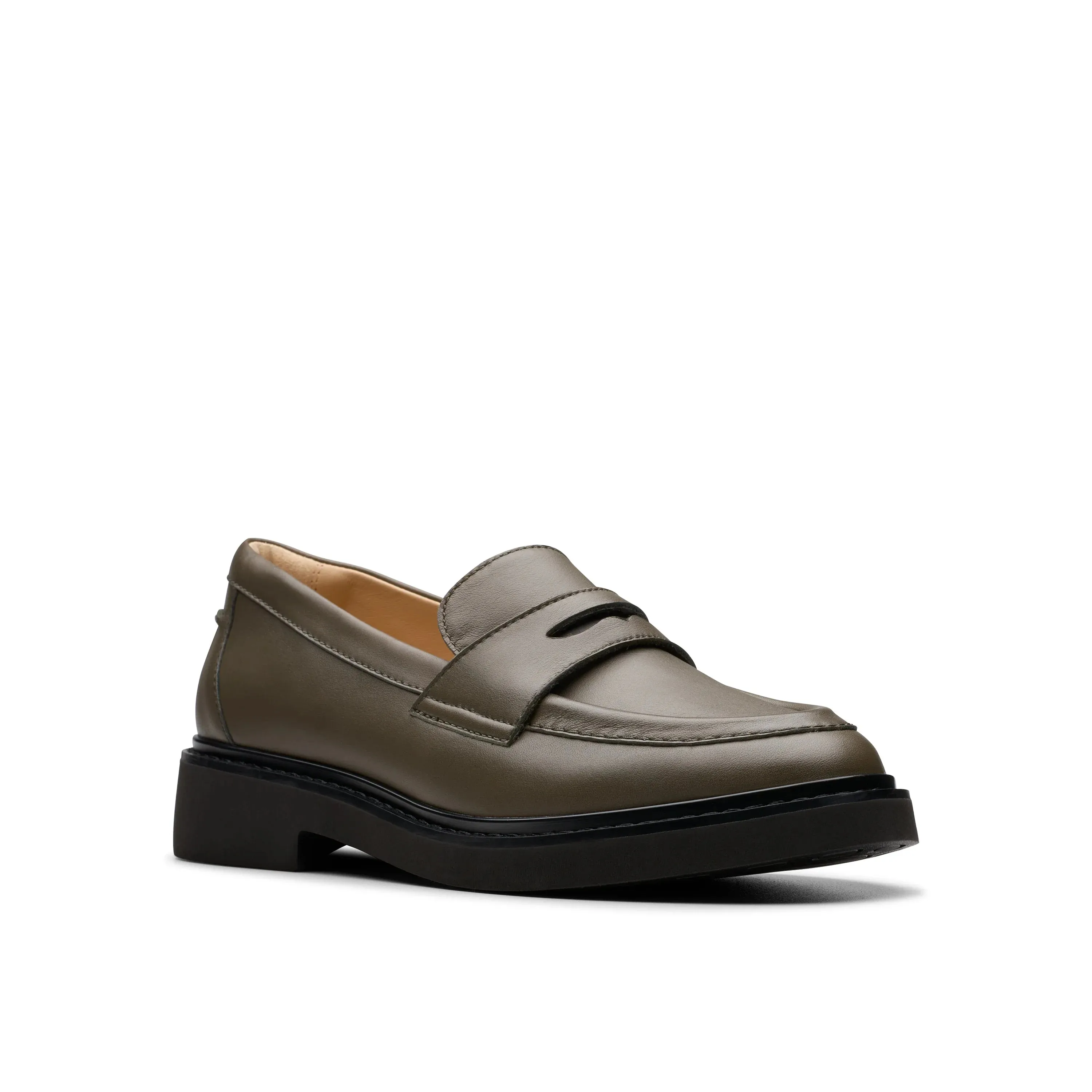 CLARKS | MOCASINES MUJER | SPLEND EDGE DARK OLIVE LEATHER | VERDE