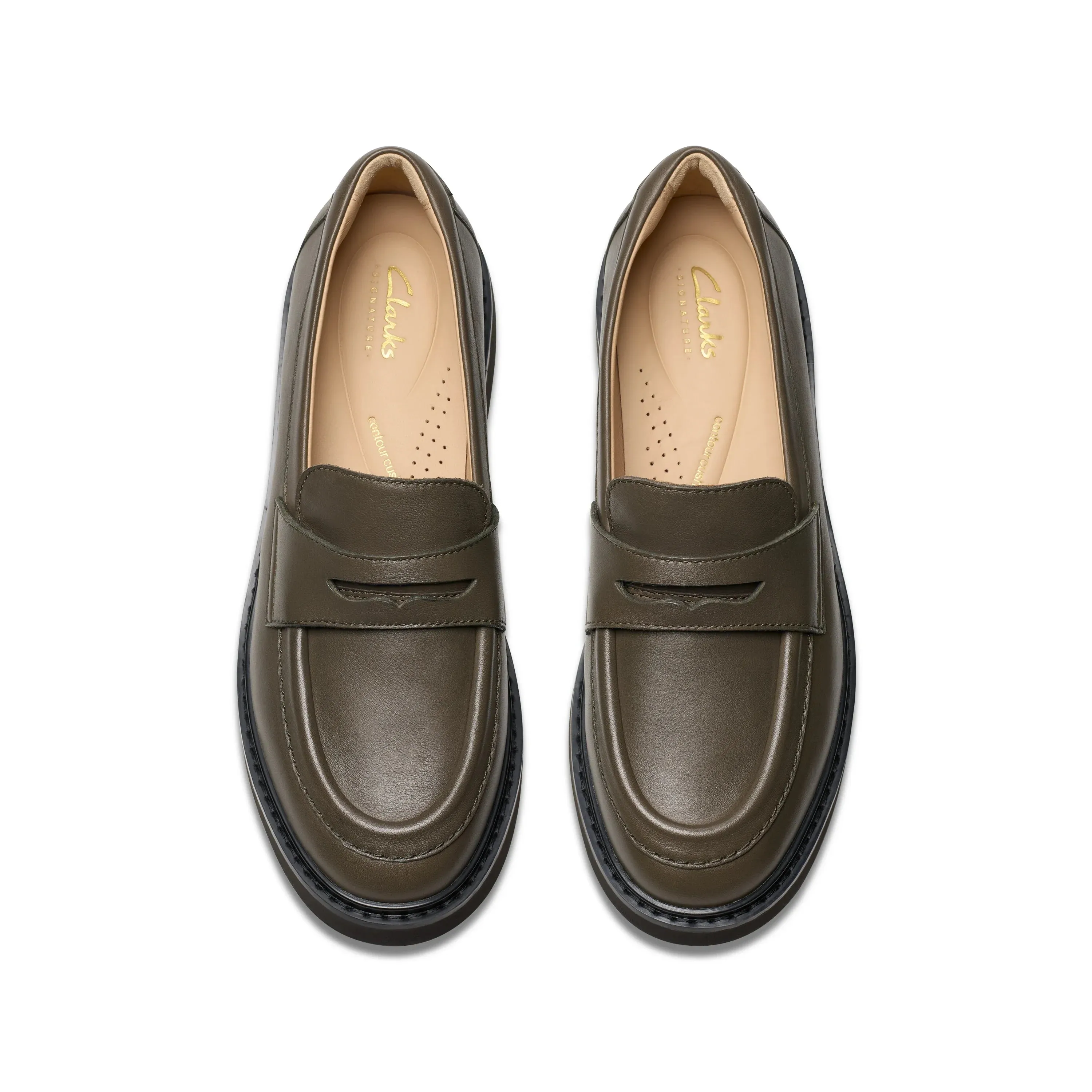 CLARKS | MOCASINES MUJER | SPLEND EDGE DARK OLIVE LEATHER | VERDE