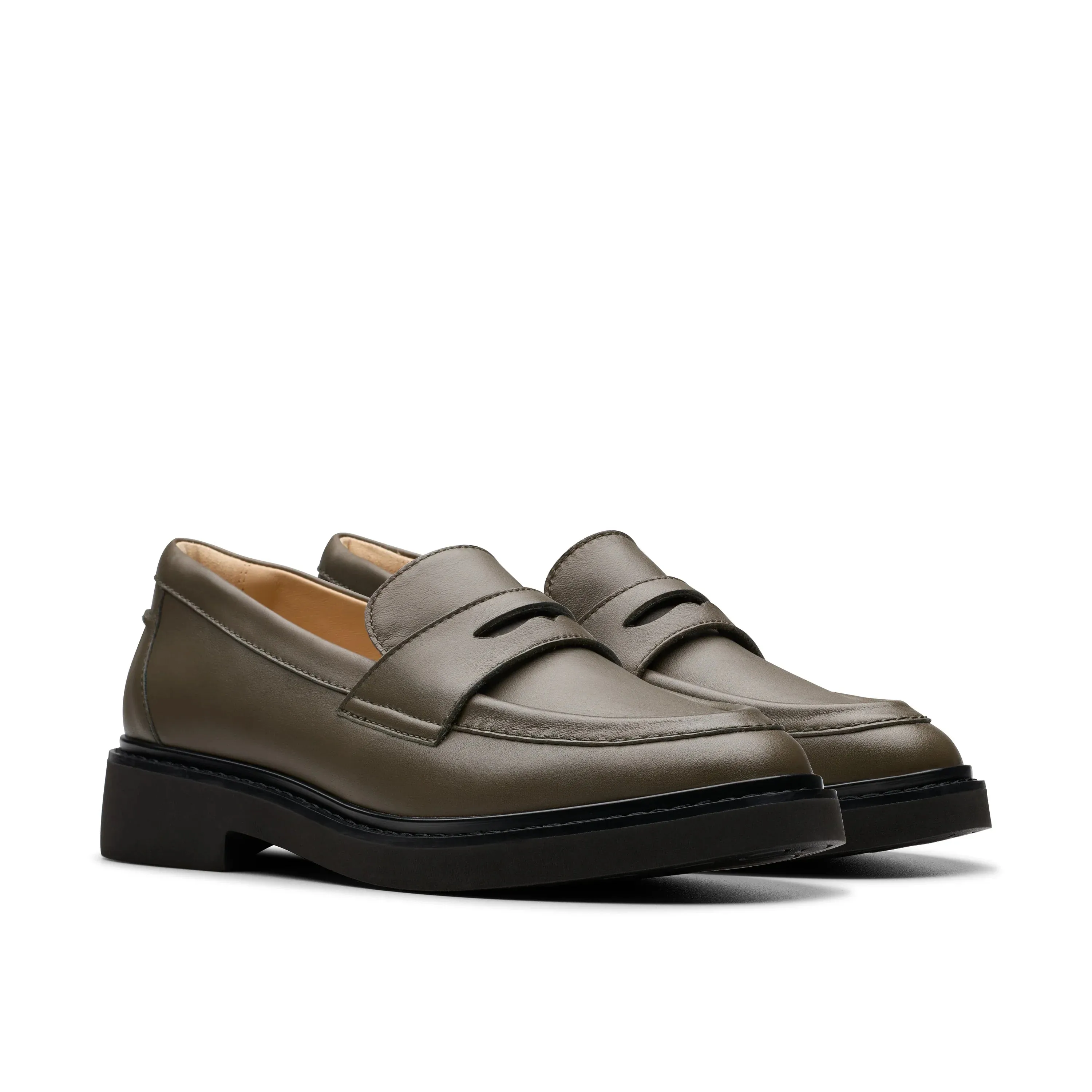 CLARKS | MOCASINES MUJER | SPLEND EDGE DARK OLIVE LEATHER | VERDE