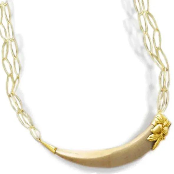 collar facochero hoja bellota doble cadena en oro 18 kilates