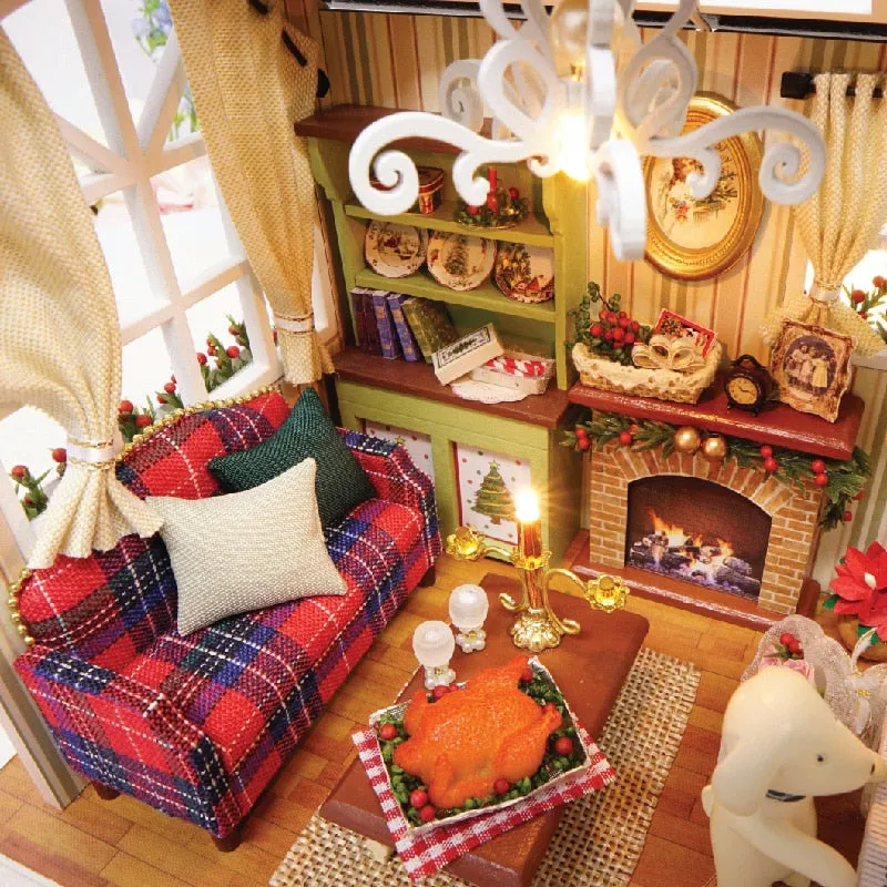 CUTEBEE  DIY Dollhouse Wooden Miniature Doll House With Furniture Toys For Children Christmas Gift