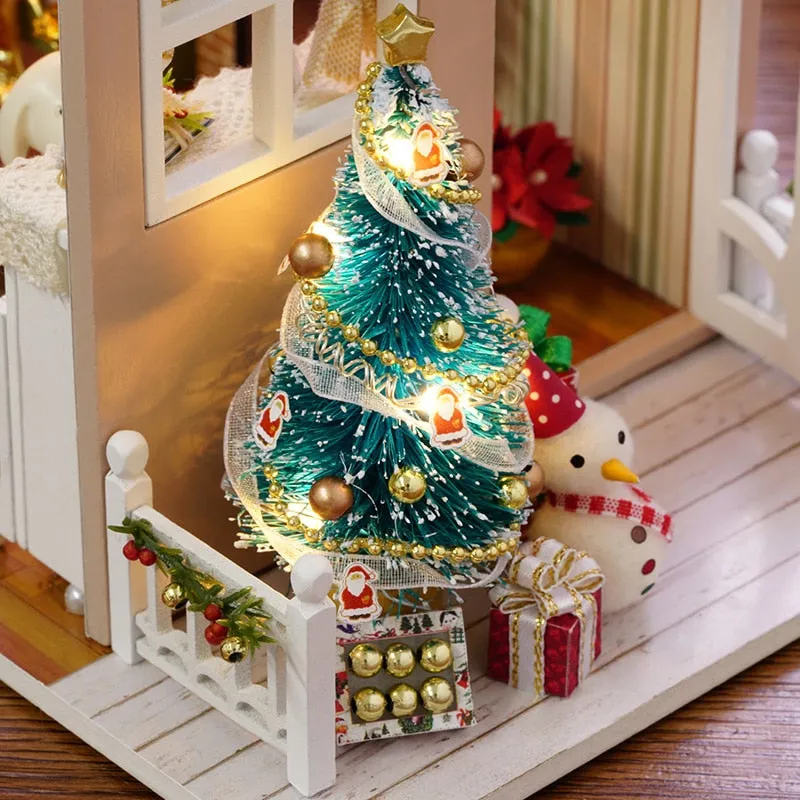 CUTEBEE  DIY Dollhouse Wooden Miniature Doll House With Furniture Toys For Children Christmas Gift