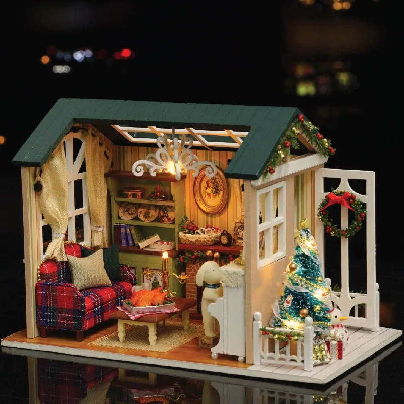 CUTEBEE  DIY Dollhouse Wooden Miniature Doll House With Furniture Toys For Children Christmas Gift