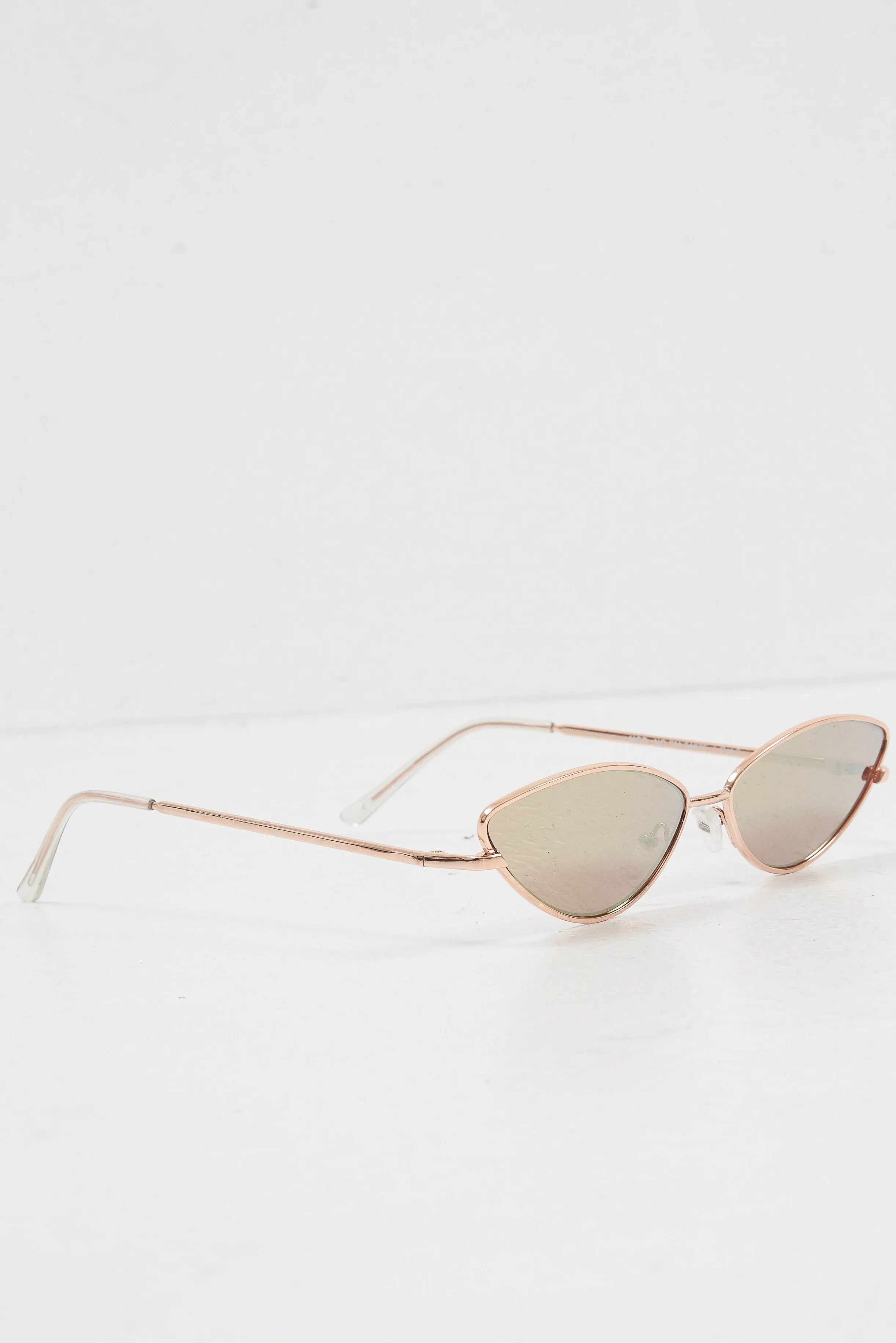 Gold Small Cat Eye Metal Frame Sunglasses - Stefani
