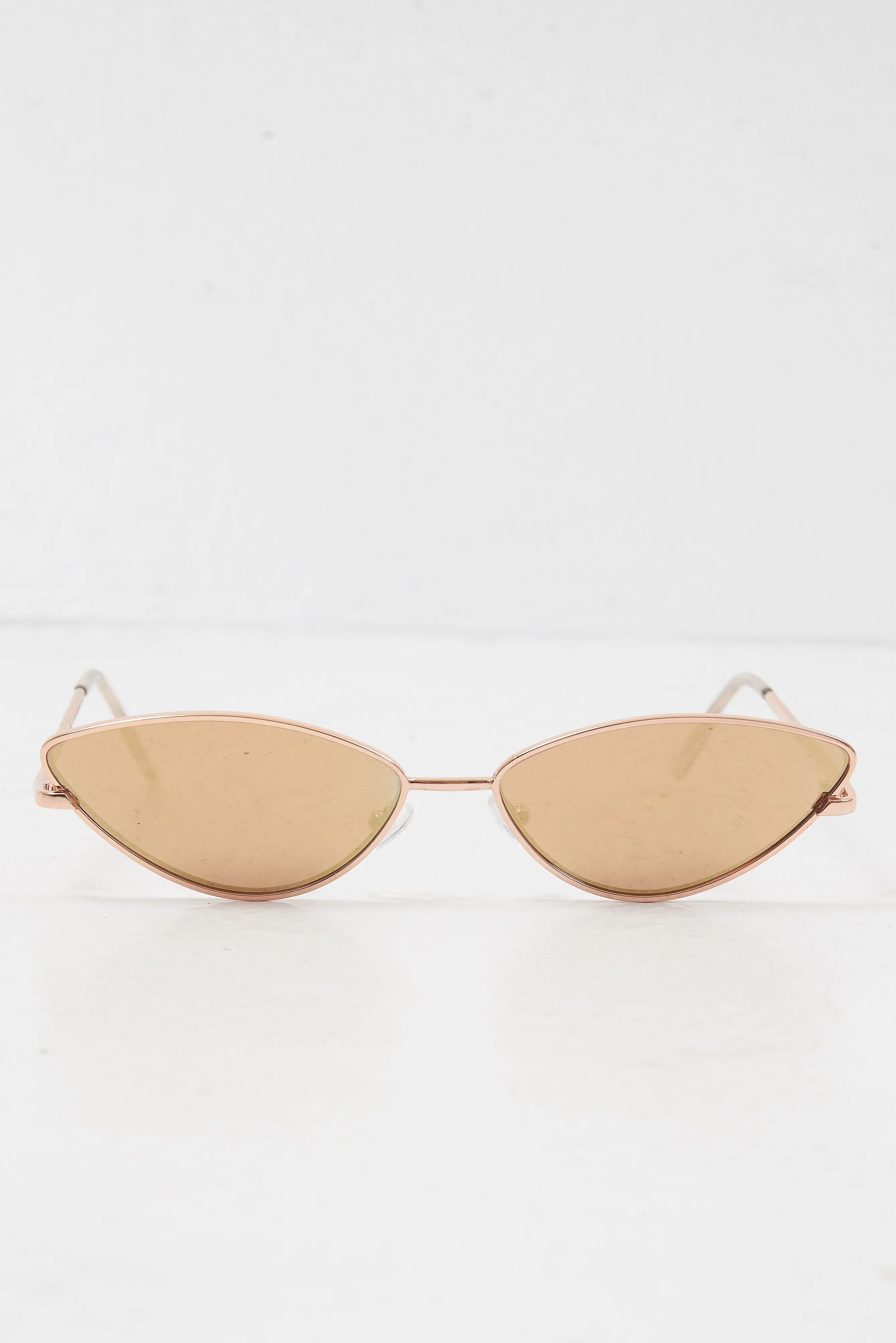 Gold Small Cat Eye Metal Frame Sunglasses - Stefani