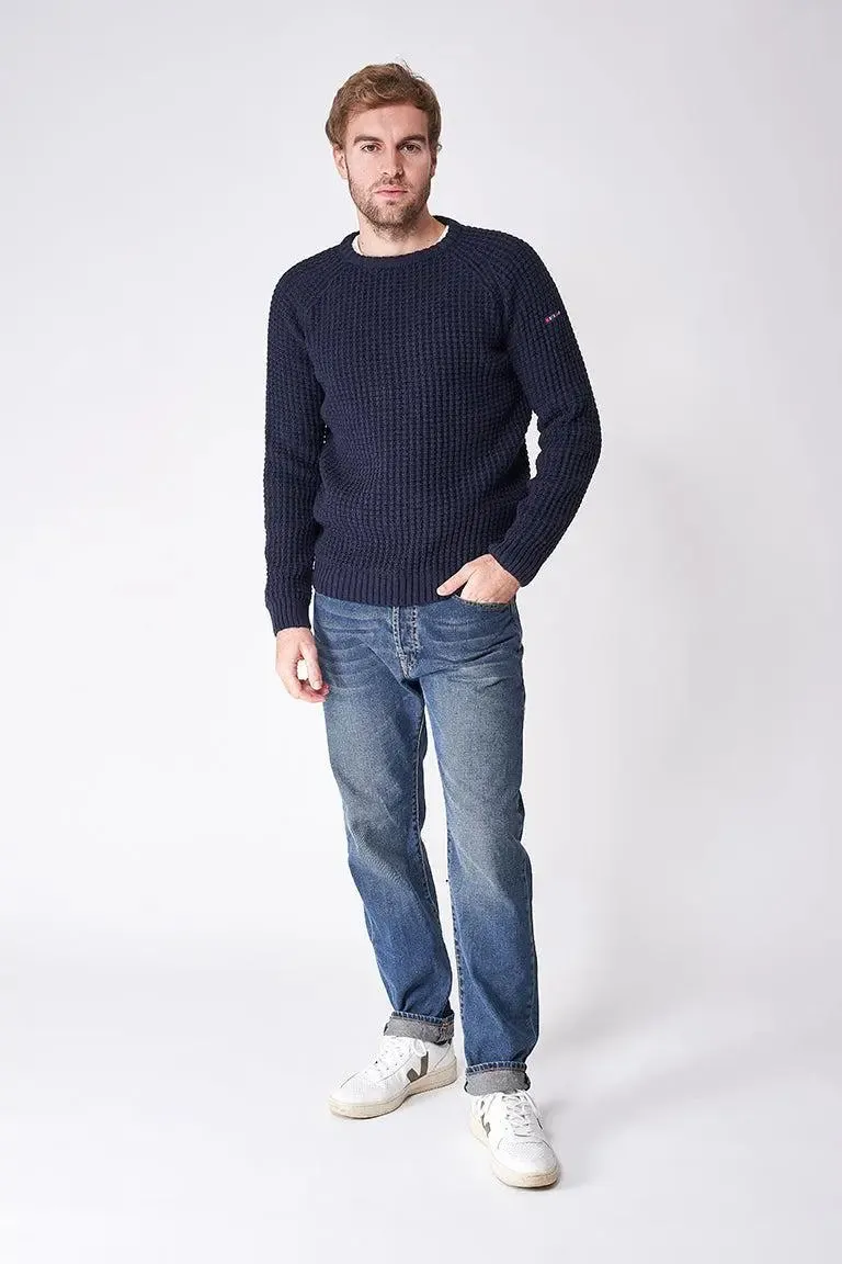 Round-Neck Wool and Fiber Nautical Sweater - A3406