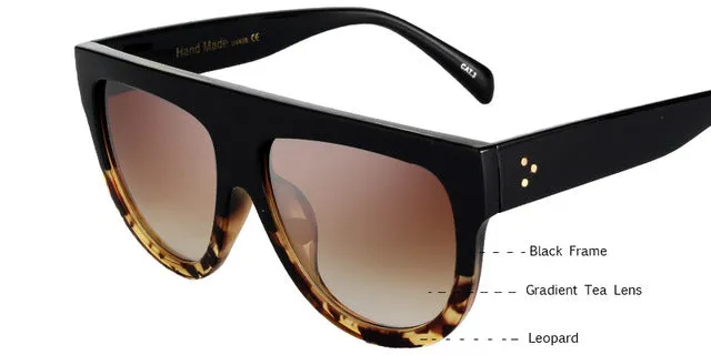 KEHU Woman Flat Top Oversized Sun Glasses Cat Eye Sunglasses Brand Designer oculos De Sol K9250