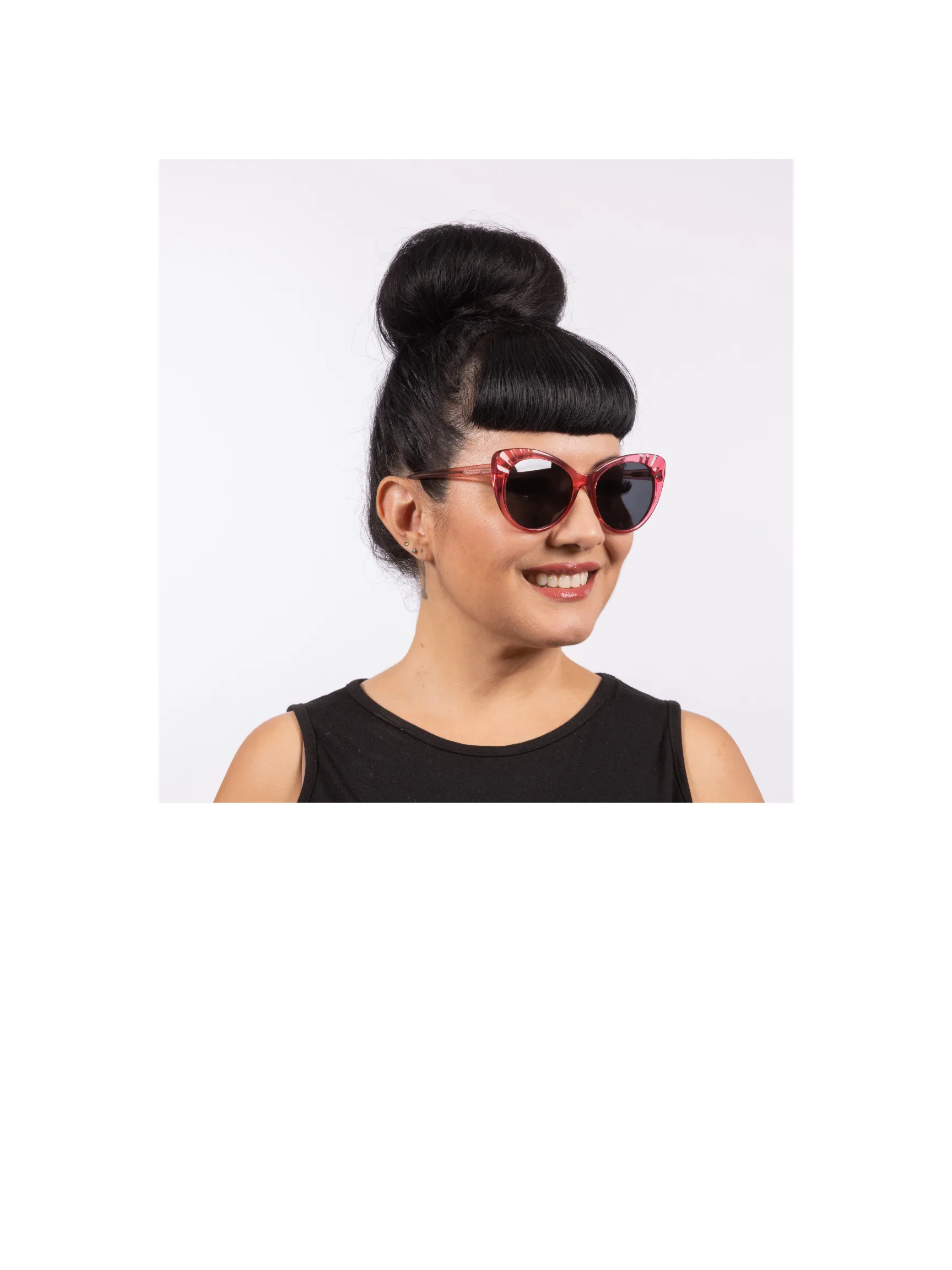 Lulu Sunglasses - Rose Crystal Acetate Frame with Black Smoke Lens