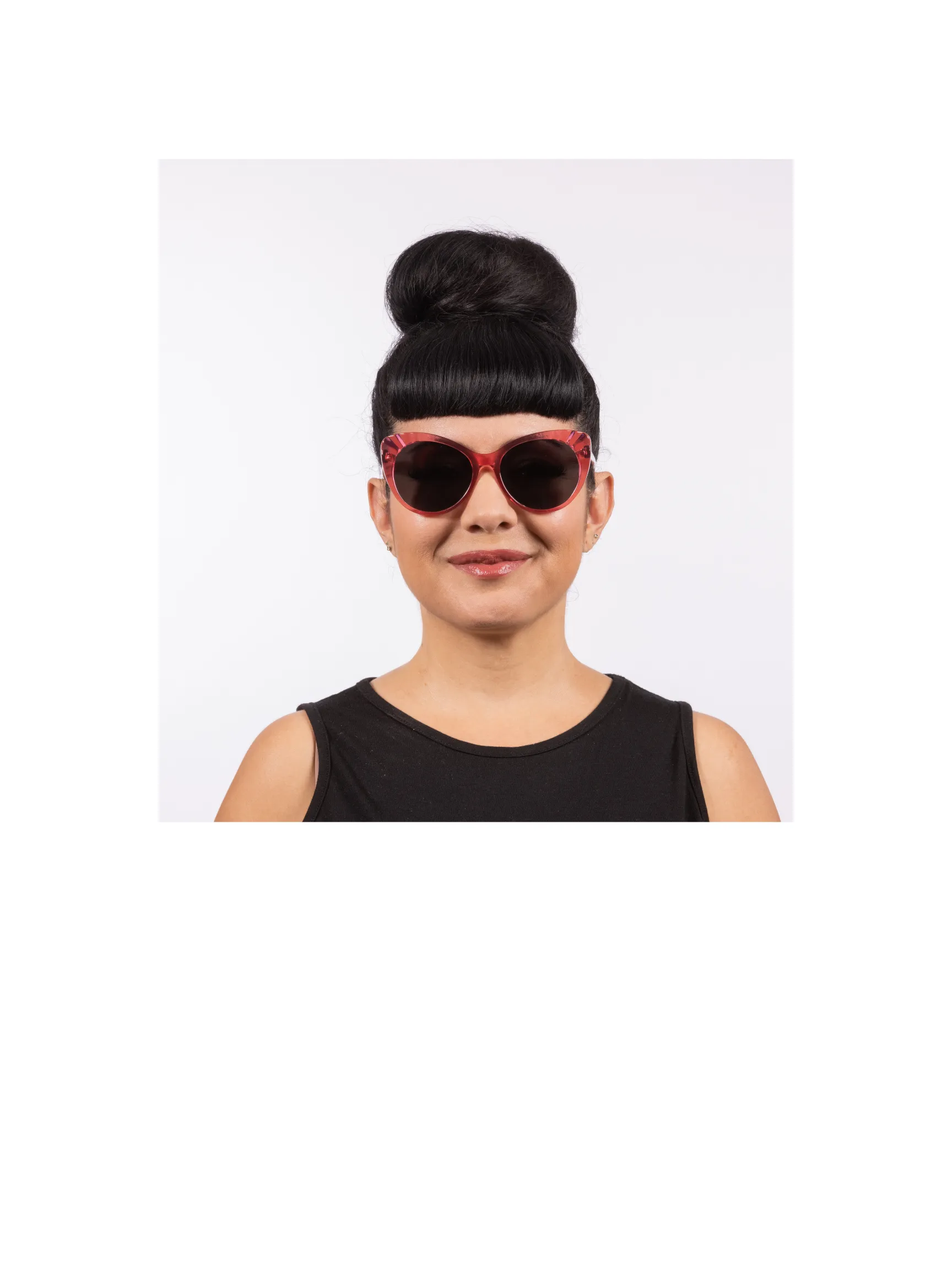 Lulu Sunglasses - Rose Crystal Acetate Frame with Black Smoke Lens