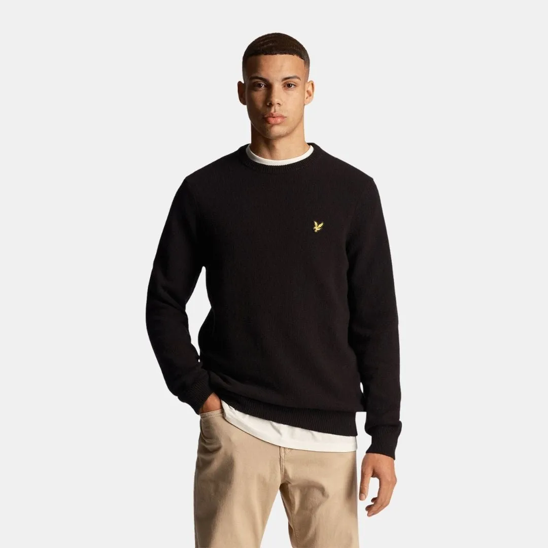 Lyle & Scott Shoulder Detail Crew Neck Knit Jet Black