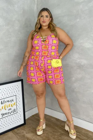 Macaquinho Plus Size Estampado