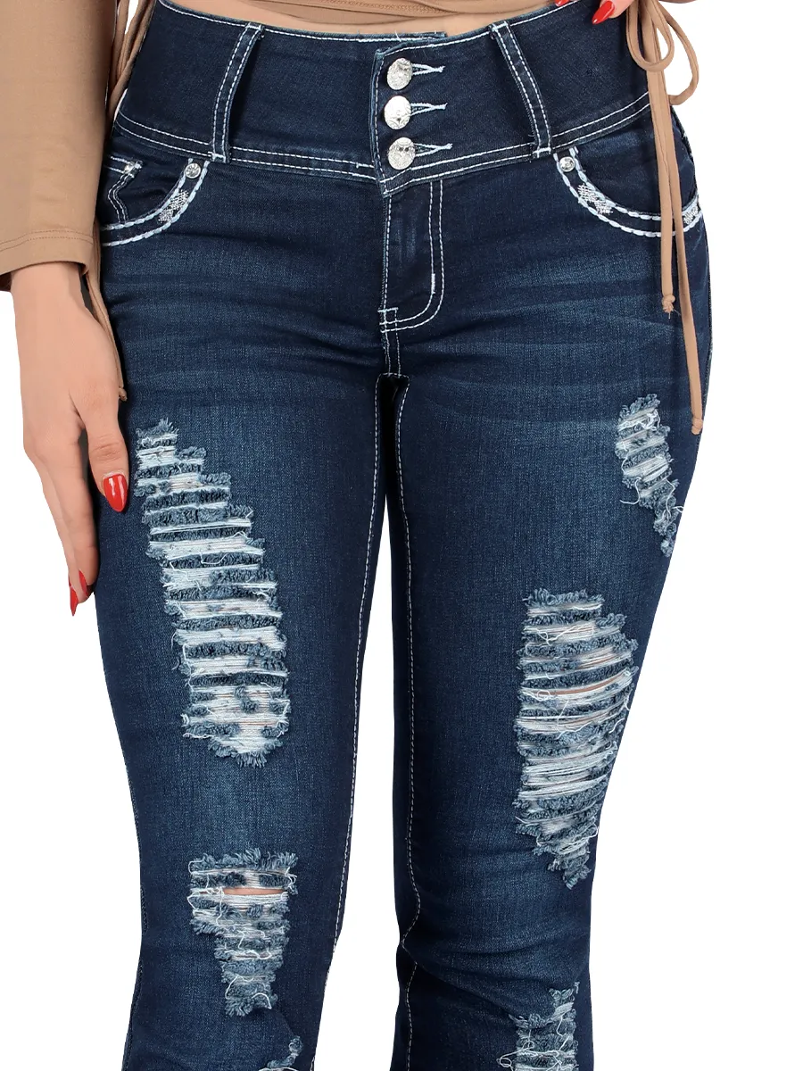 Pantalón para dama Vaquero de Mezclilla Stretch CODIGO 3653