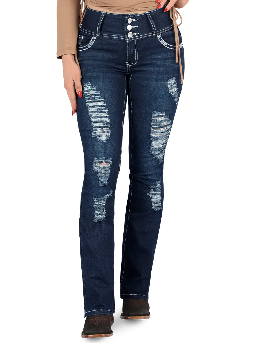 Pantalón para dama Vaquero de Mezclilla Stretch CODIGO 3653