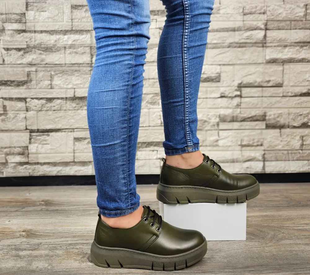 Pantofi sport, dama, ANNA VIOTTI, 745-18 verde, piele naturala