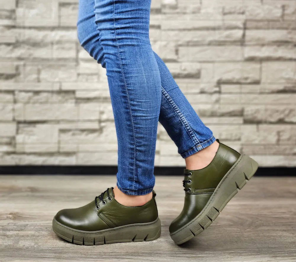Pantofi sport, dama, ANNA VIOTTI, 745-18 verde, piele naturala