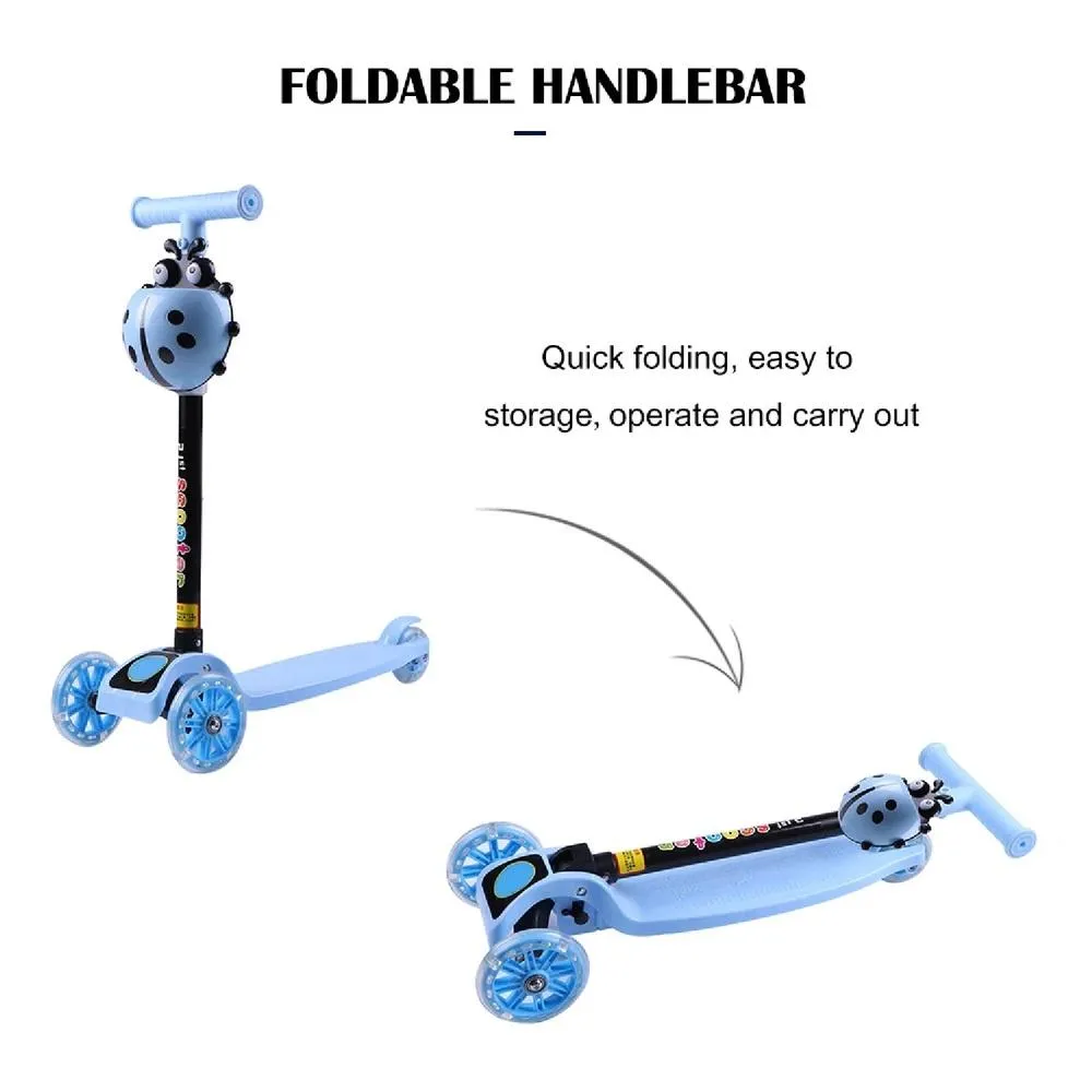 PATINETE INFANTIL ILUMINADO SCOOTER 3 RODAS EM GEL LED ALTURA AJUSTAVEL DOBRAVEL