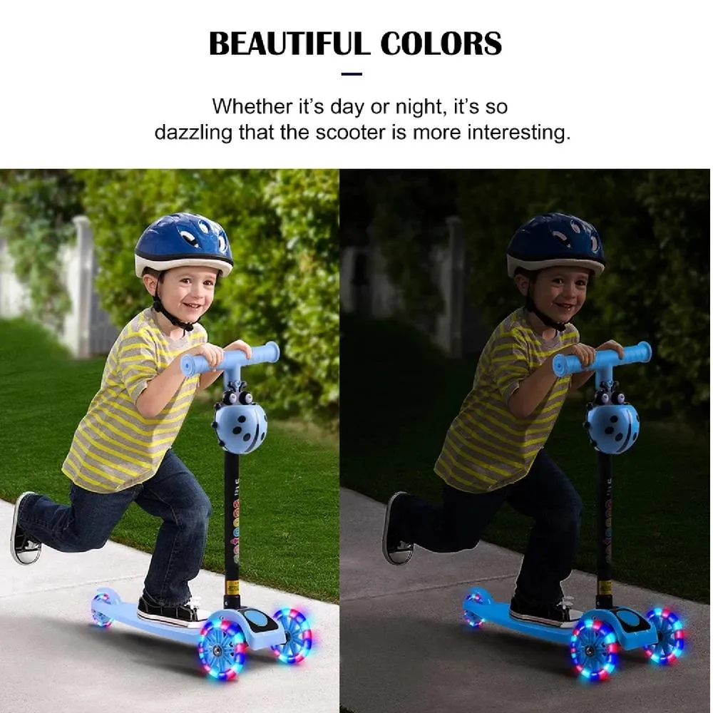 PATINETE INFANTIL ILUMINADO SCOOTER 3 RODAS EM GEL LED ALTURA AJUSTAVEL DOBRAVEL