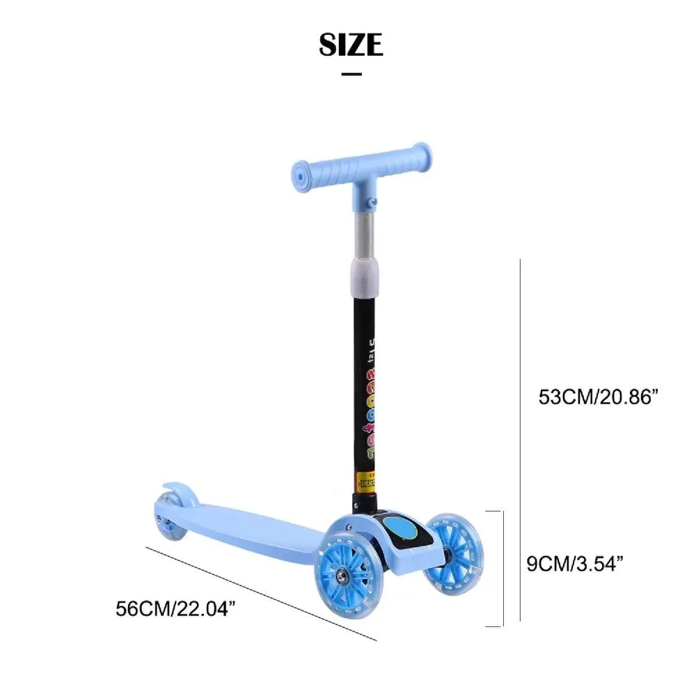 PATINETE INFANTIL ILUMINADO SCOOTER 3 RODAS EM GEL LED ALTURA AJUSTAVEL DOBRAVEL