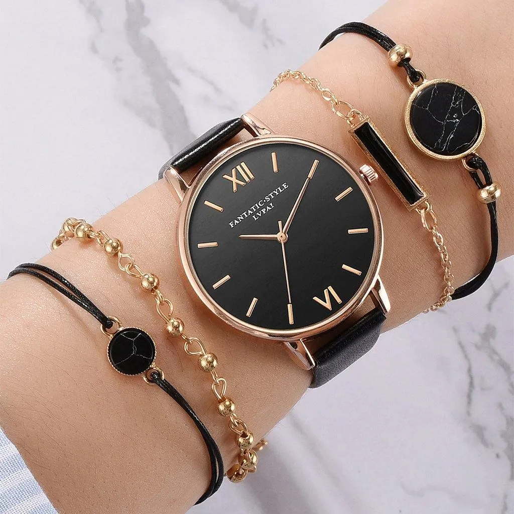 Relógio Feminino Fantastic Style   4 Braceletes Grátis Movimento Quartz