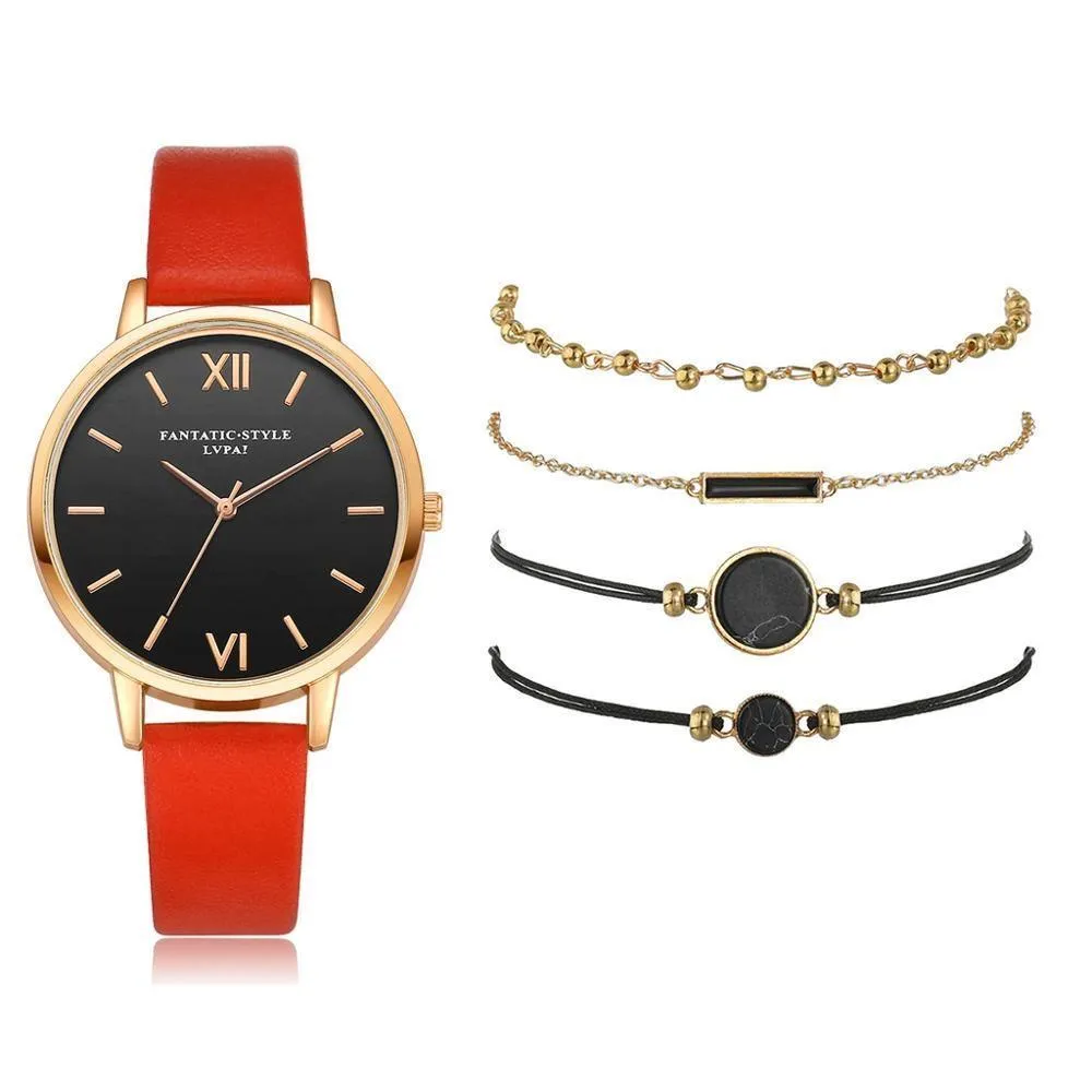 Relógio Feminino Fantastic Style   4 Braceletes Grátis Movimento Quartz