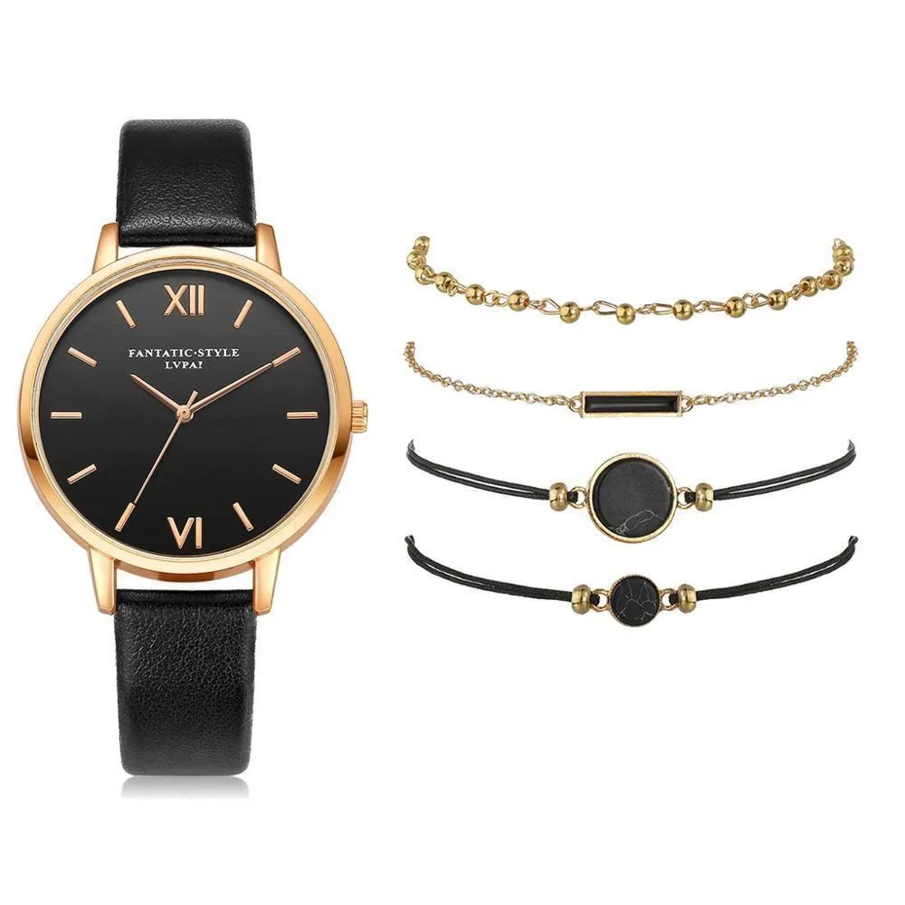 Relógio Feminino Fantastic Style   4 Braceletes Grátis Movimento Quartz