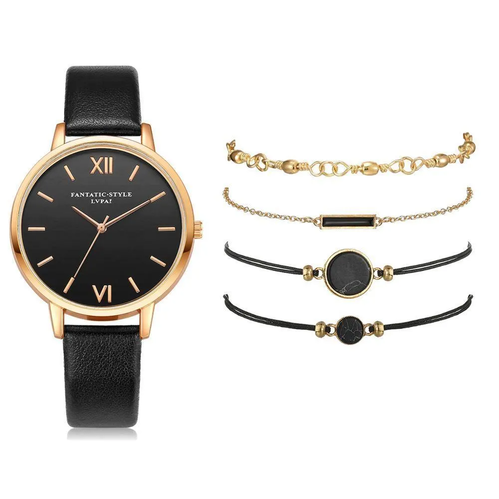 Relógio Feminino Fantastic Style   4 Braceletes Grátis Movimento Quartz