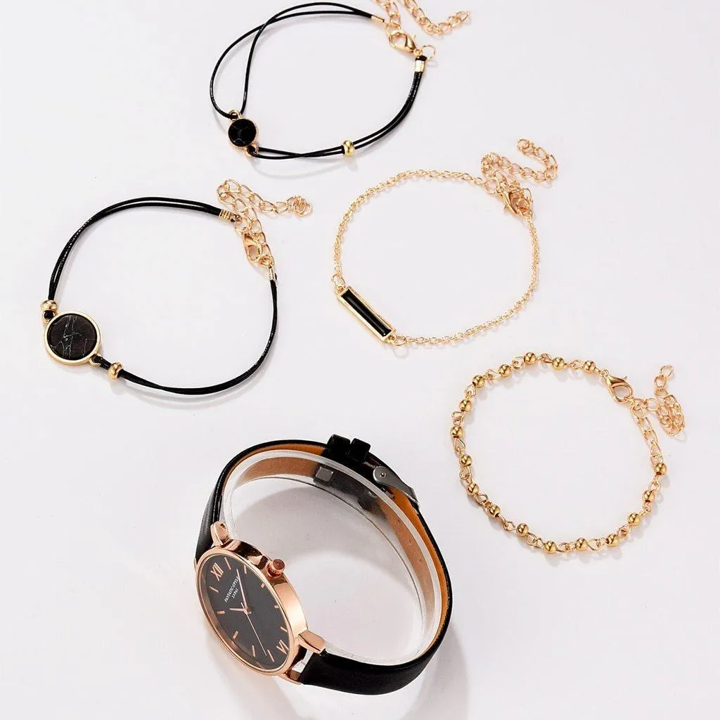 Relógio Feminino Fantastic Style   4 Braceletes Grátis Movimento Quartz