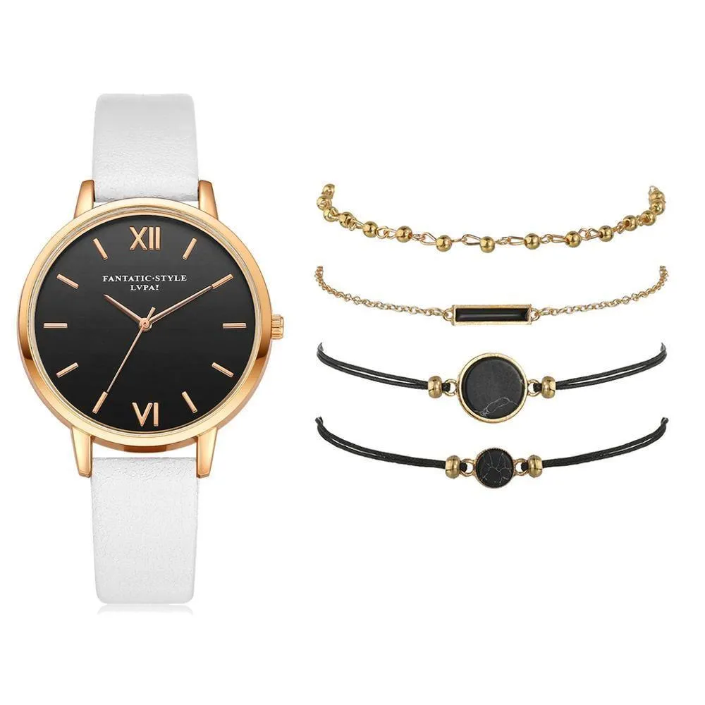 Relógio Feminino Fantastic Style   4 Braceletes Grátis Movimento Quartz
