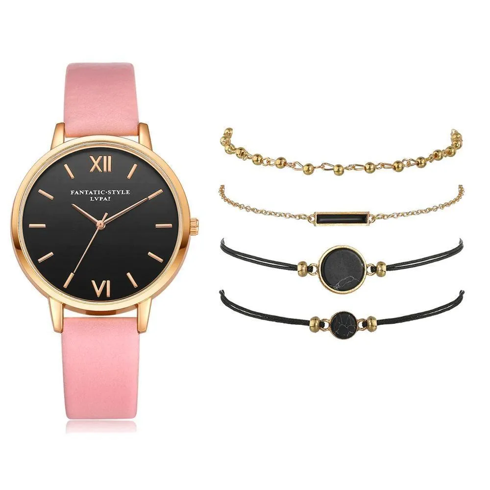 Relógio Feminino Fantastic Style   4 Braceletes Grátis Movimento Quartz
