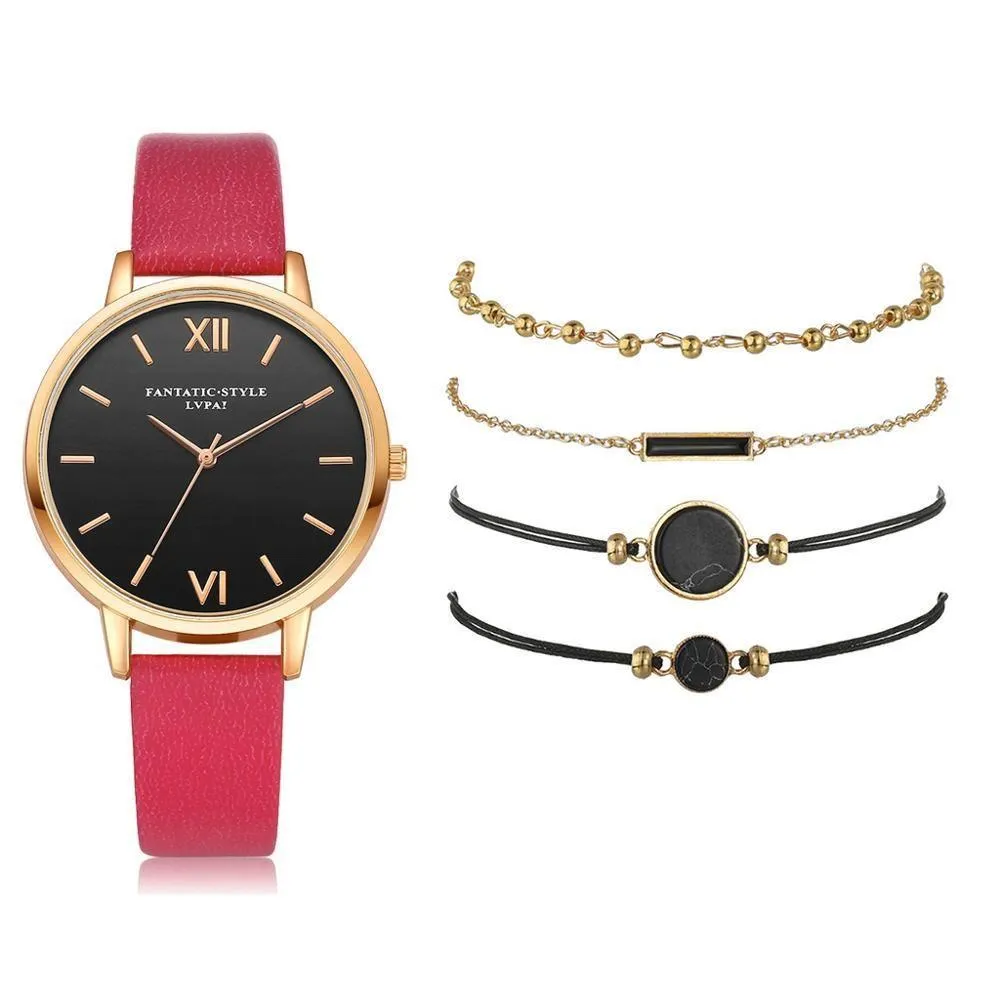 Relógio Feminino Fantastic Style   4 Braceletes Grátis Movimento Quartz
