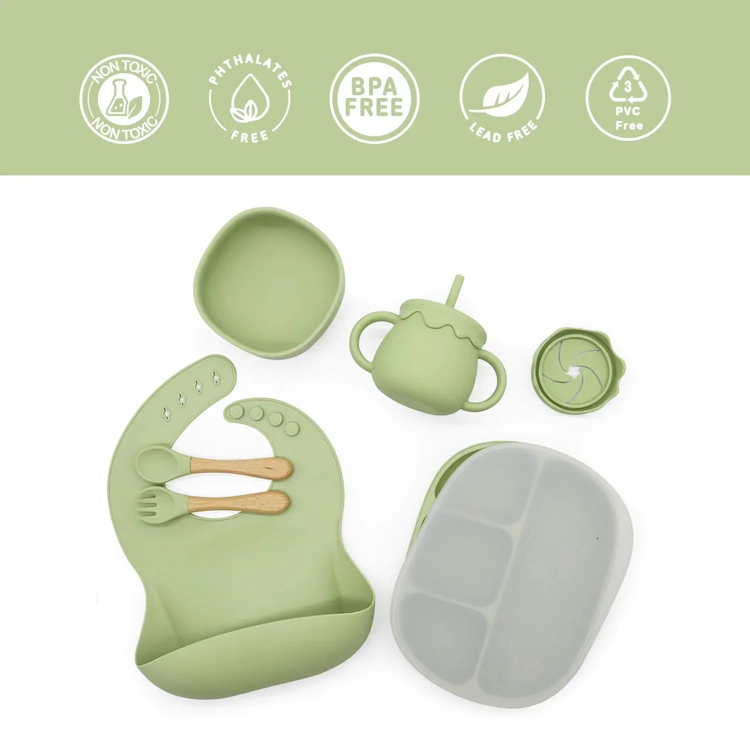 Set Alimentación October Silicona Verde, Bebesit