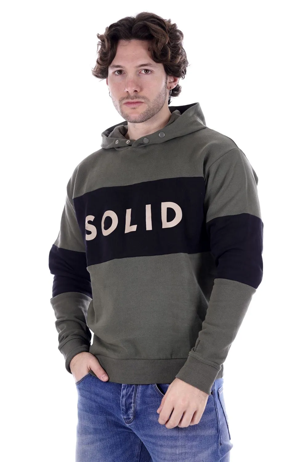 Solid Felpa Verde Da Uomo