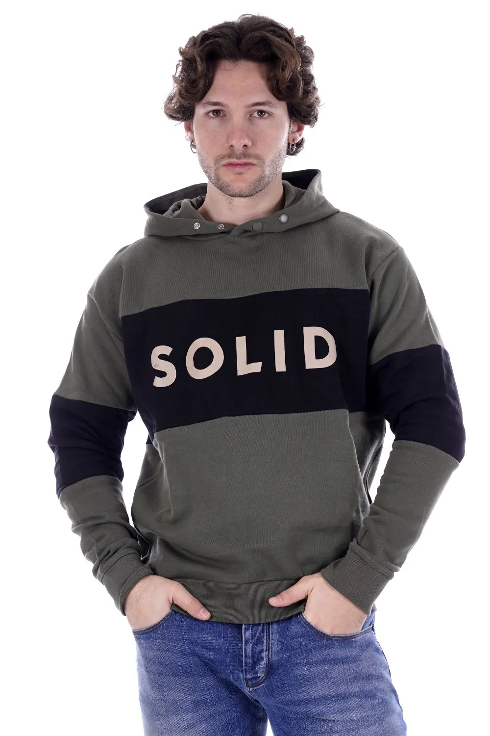 Solid Felpa Verde Da Uomo