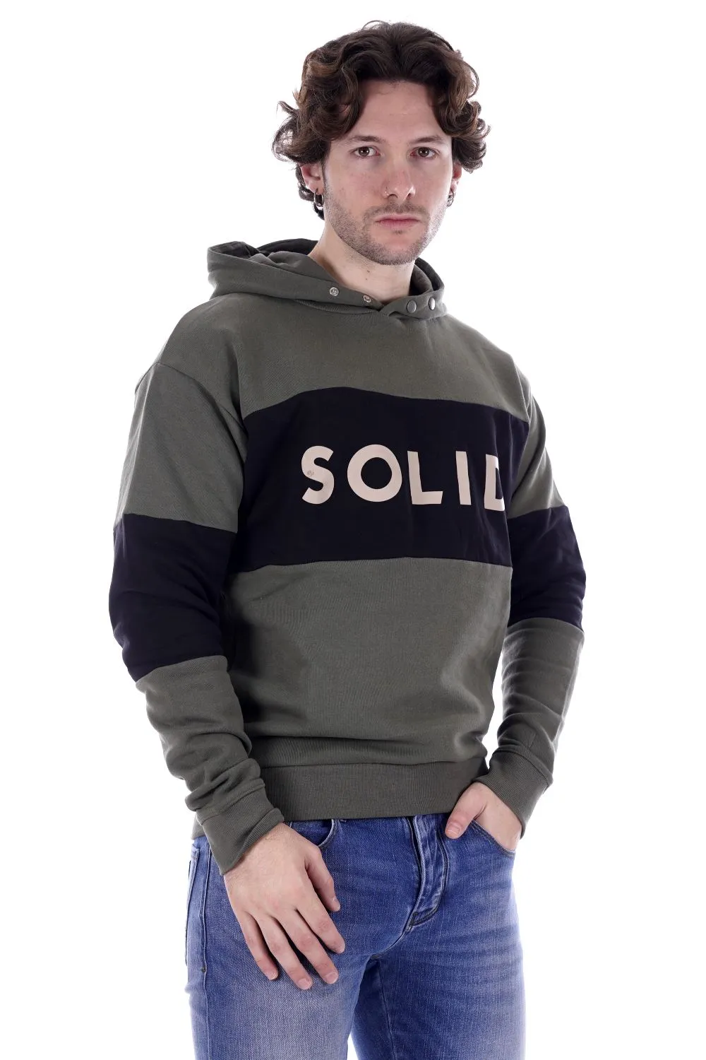 Solid Felpa Verde Da Uomo