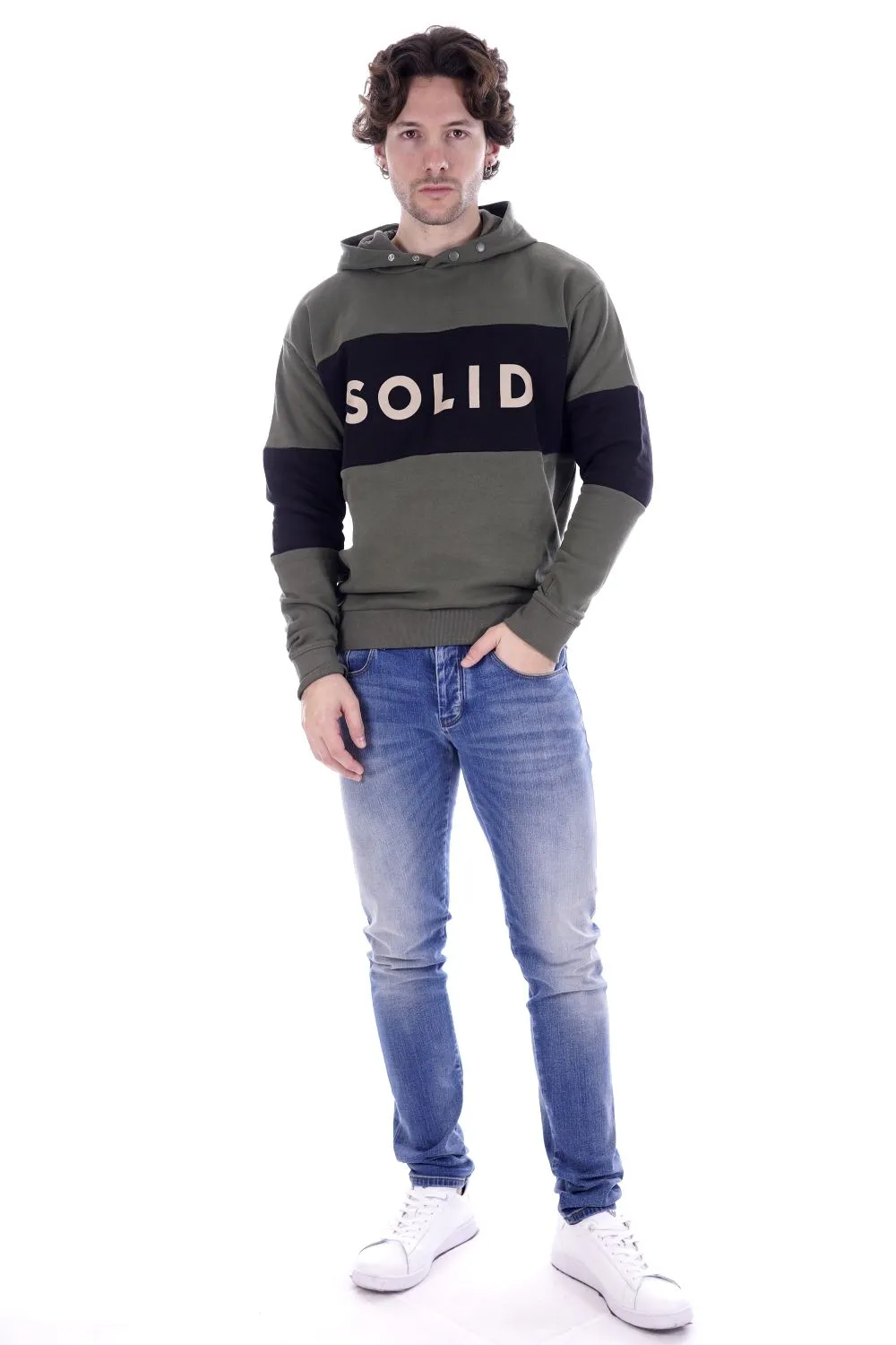 Solid Felpa Verde Da Uomo