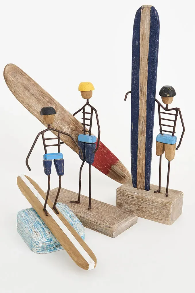 Surfero de madera y metal decorativo