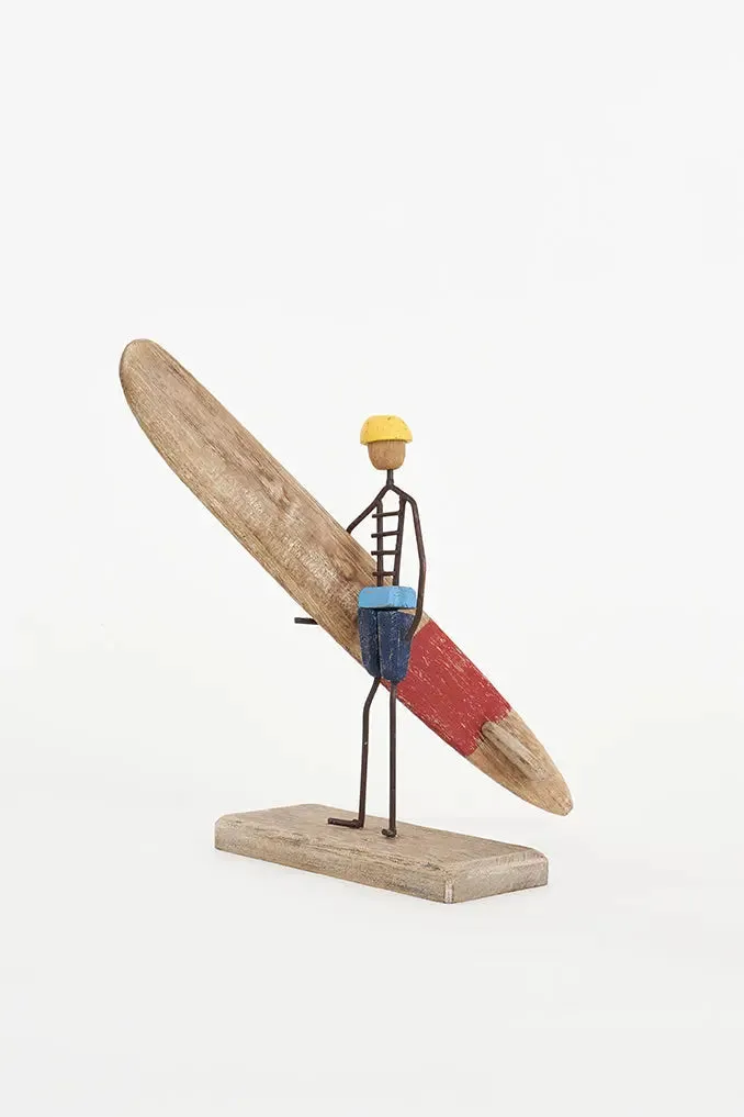 Surfero de madera y metal decorativo