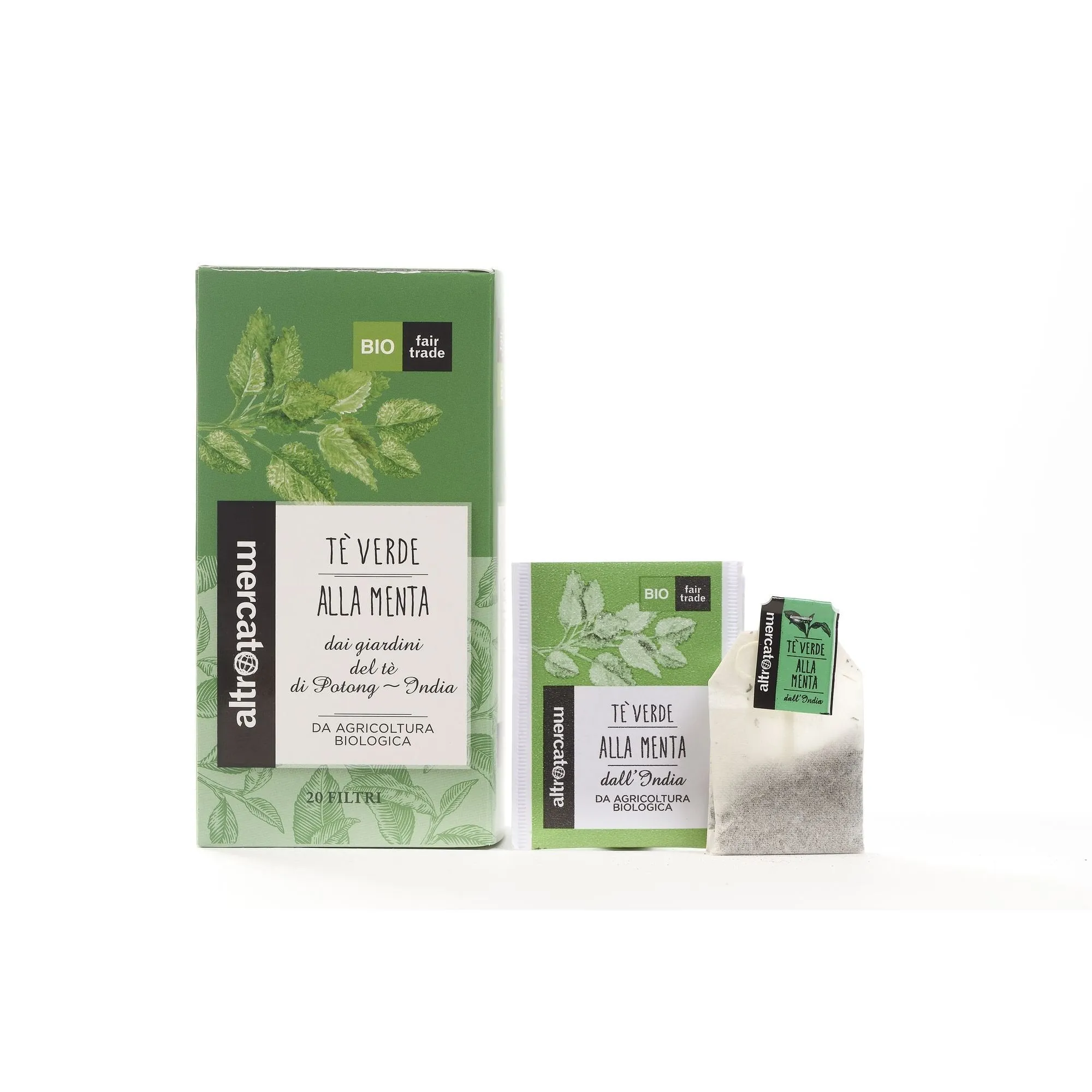 TÈ VERDE ALLA MENTA IN FILTRI INDIA - BIO | COD. 00000386 | 20 filtri - 40 g