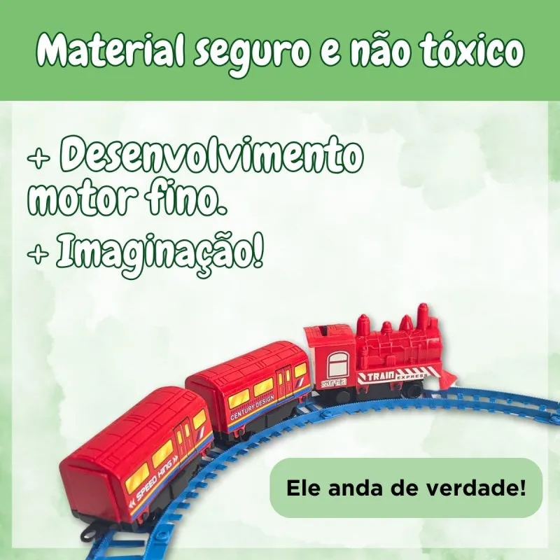 Trem Trenzinho Eletrico Maquina Locomotiva C/ Trilho Vagões (TremVagoes)