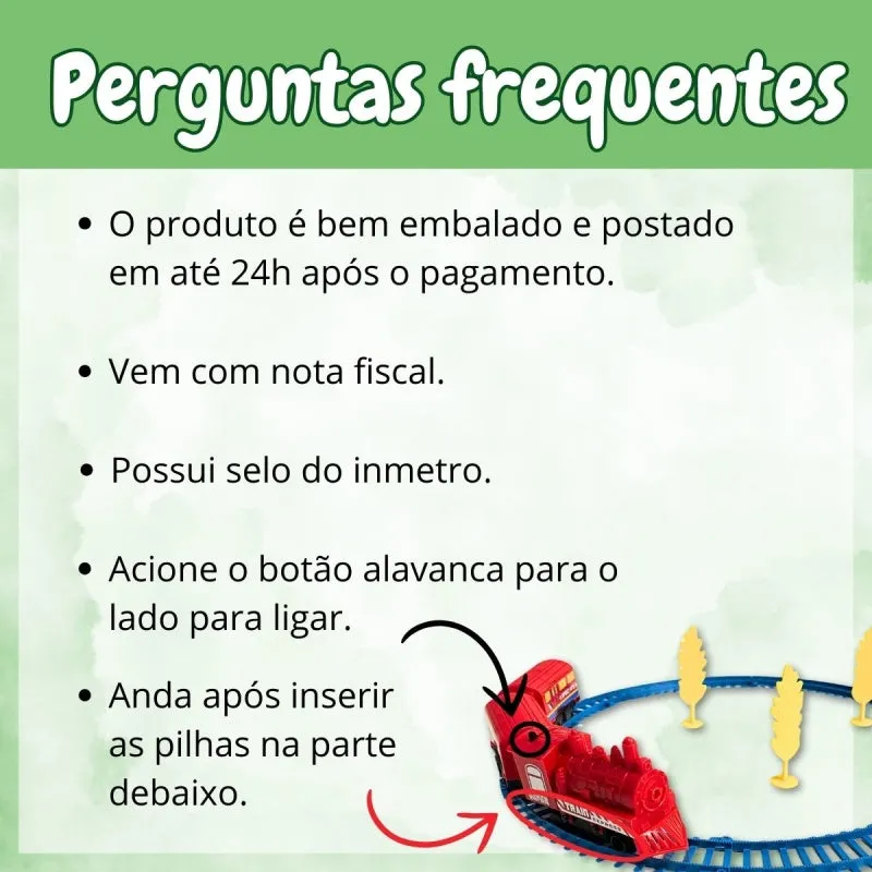 Trem Trenzinho Eletrico Maquina Locomotiva C/ Trilho Vagões (TremVagoes)